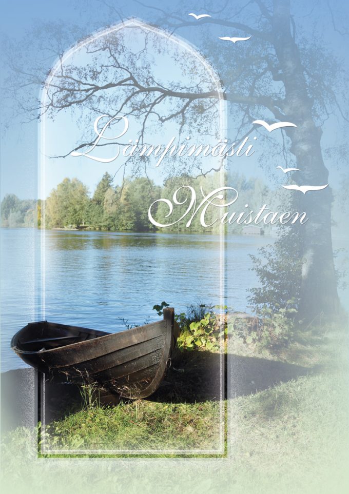 Osanottoadressi D1206 - Puuvene rannalla osanottoadressi